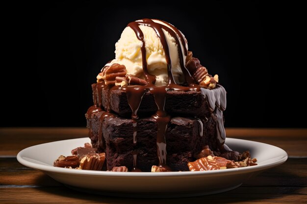 Une glace au chocolat céleste avec des couches de brownies au chocolat velouté.