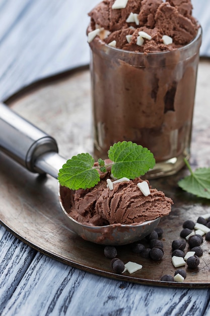 Glace au chocolat à la menthe