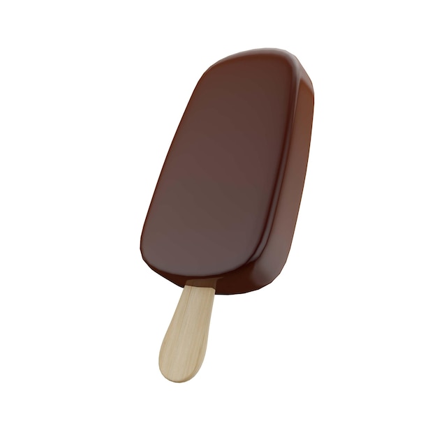 Glace au chocolat popsicle isolé sur fond blanc rendu 3D