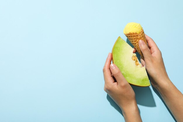 Glace au melon savoureuse et fraîche