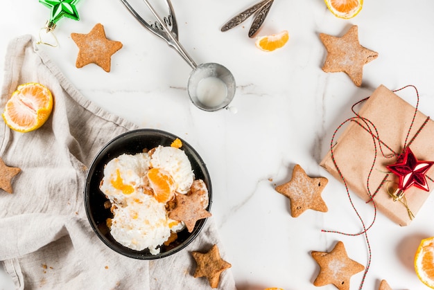 Glace au pain d'épice aux mandarines