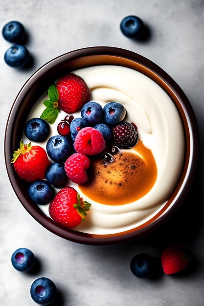 Glace aux baies dans un bol sur la table