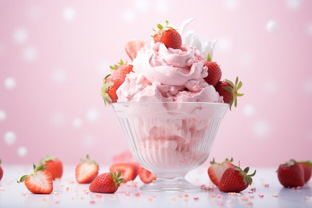 La glace aux fraises sur la table Génératif ai