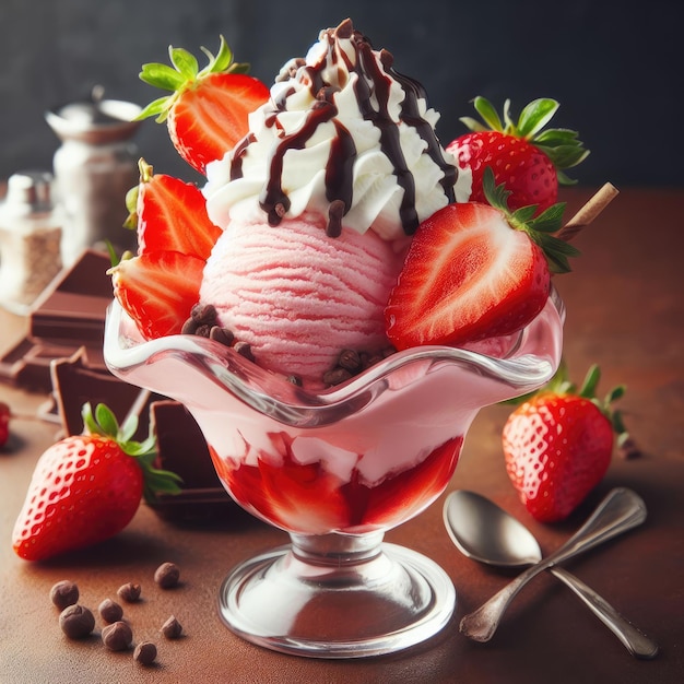 Une glace aux fraises .