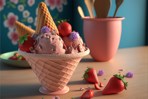 Glace aux fraises