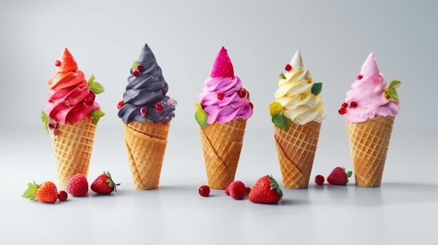 Glace aux fruits d'affilée AI générative