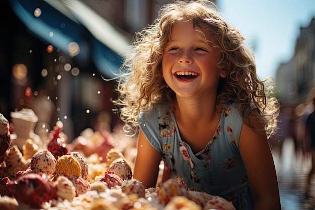 Glace colorée en cône plaisir d'été IA générative