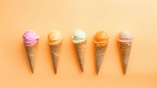 Glace colorée sur fond minimal