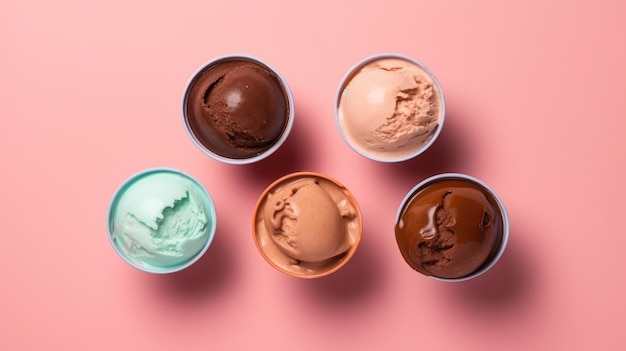 Glace colorée sur fond minimal