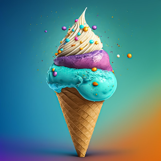 Glace colorée incroyablement savoureuse