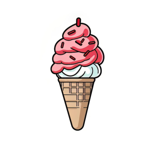 glace et cornet de dessin animé coloré