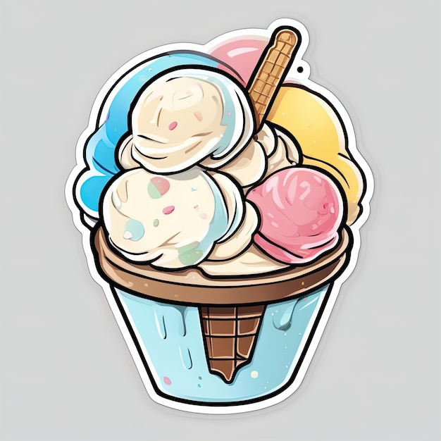 glace dans une illustration vectorielle de cône de gaufre isolée sur fond blancillustration vectorielle de