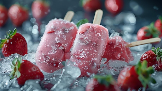 Photo glace de dessert à la fraise glacée