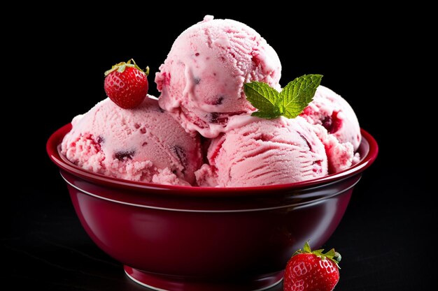 Glace douce avec des fraises