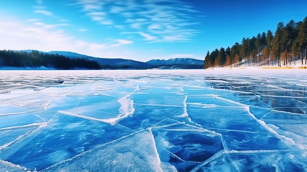 Glace sur le fond d'écran du lac