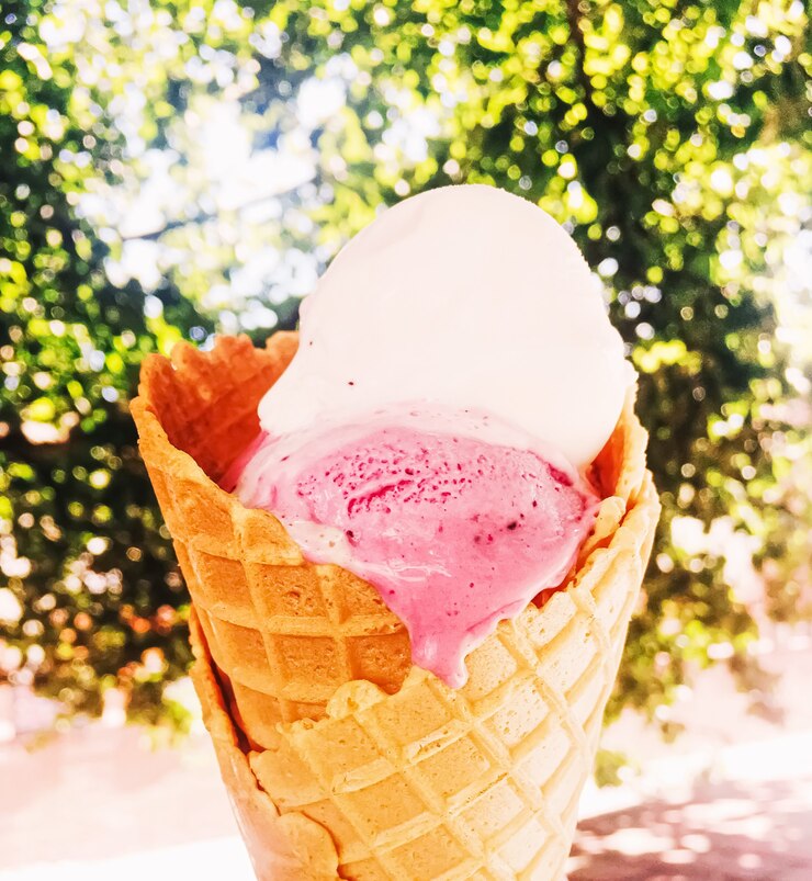 Glace fondante douce en été