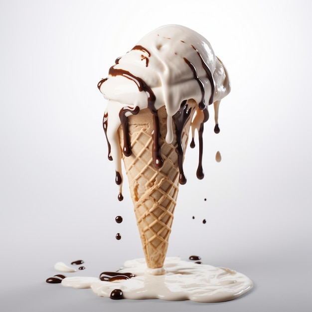 la glace fondante sur un fond blanc