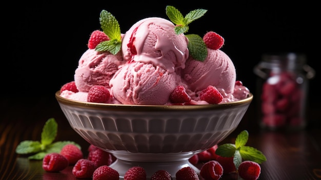 Glace à la framboise