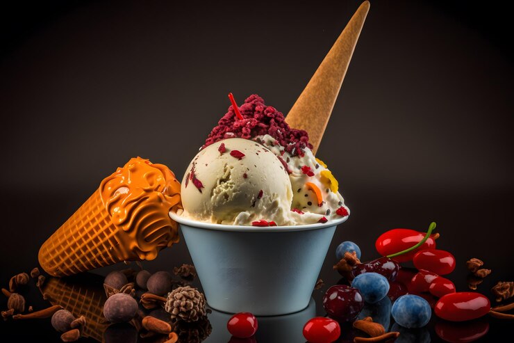 Photo glace froide et épicée avec photographie de piment et de baies