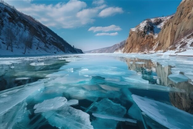 Photo la glace sur le lac l'ia générative