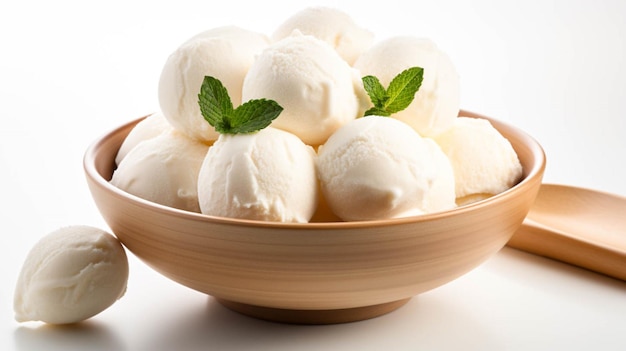 Glace Mochi dans un bol isolé sur blanc