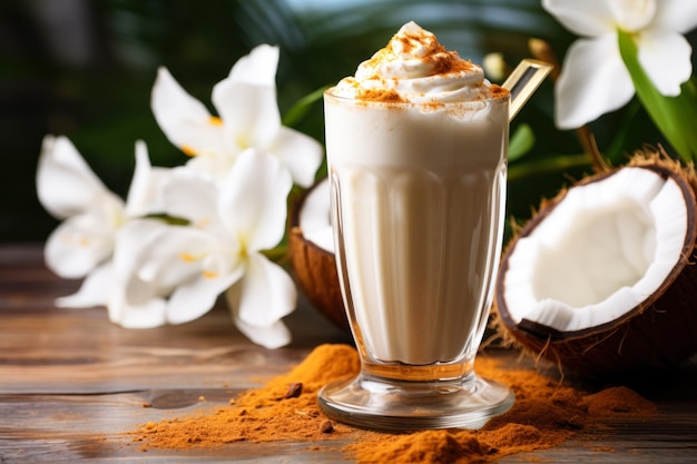 Glace à noix de coco dans un verre