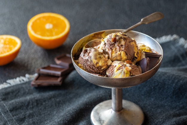 Glace à l'orange et au chocolat