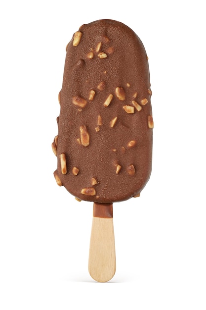 Glace Popsicle avec enrobage de chocolat et noix isolées