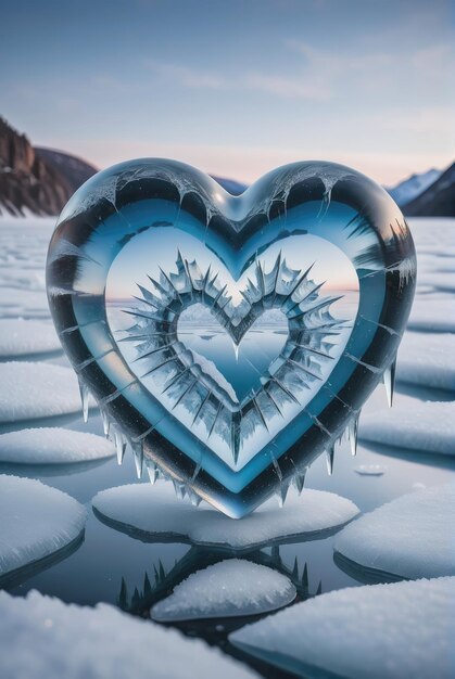 Photo la glace transparente reflète les fractures avec un sentiment de beauté froide