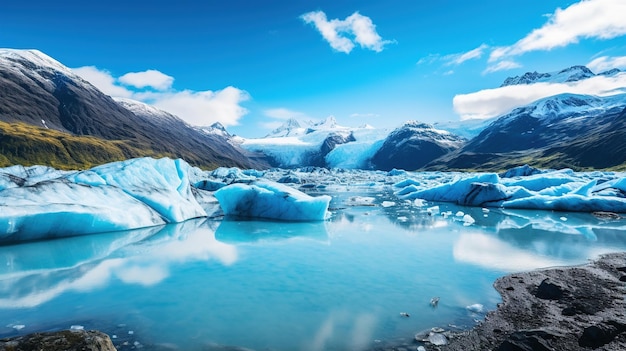 Un glacier dans un lac de montagne