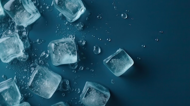 Glaçons sur fond bleu avec le mot glace dessus