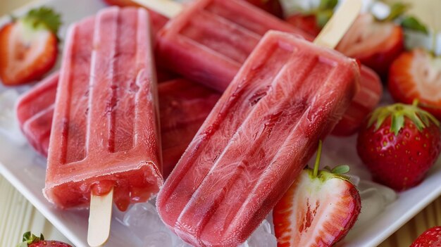 Photo des glaçons à la fraise faits maison