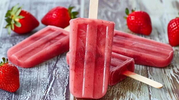 Photo des glaçons à la fraise faits maison