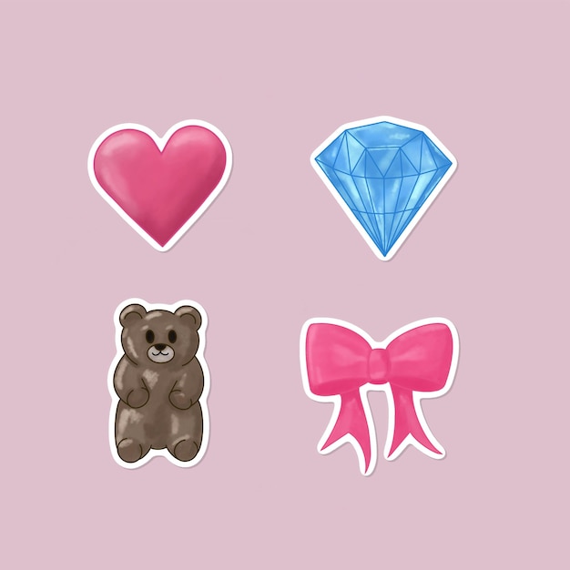 Glamour mignon étiquettes de cœur d'ours arc de diamant