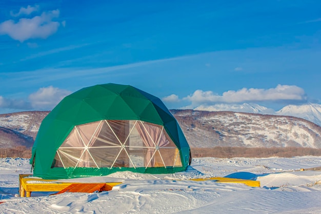 Glamping D'hiver Sur L'océan Pacifique Près Des Volcans