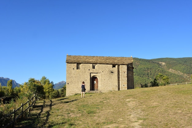 Église romane et mozarabe de San Juan de Busa, route des églises romanes du Serrablo, province de Huesca, Aragon, Espagne