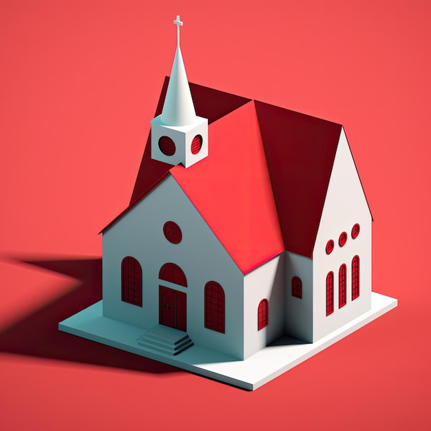 Église style catroon 3d Couleurs plates Concept de bâtiment détaillé généré par l'IA