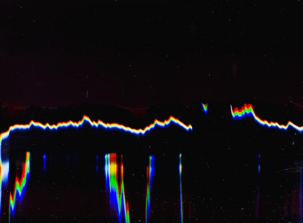 Glitch noise vhs distorsion film superposition fond numérique avec des lignes en zigzag floues