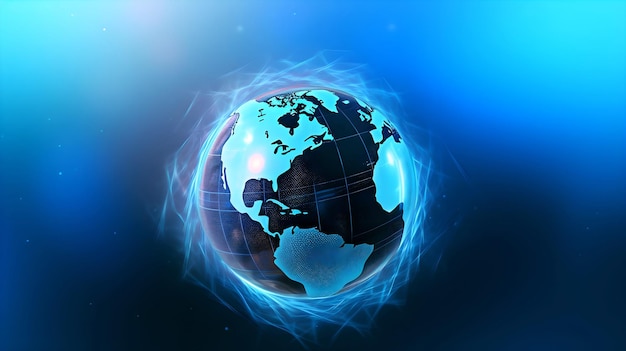 Globe 3d sur fond bleu