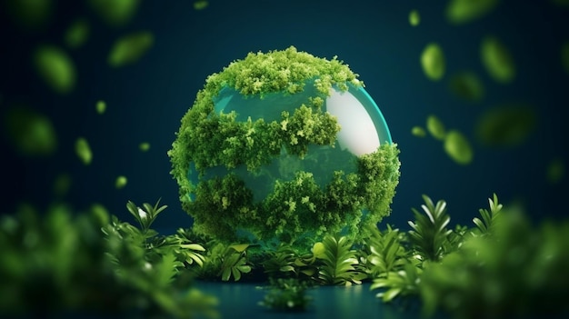 Un globe avec un arbre qui en sort