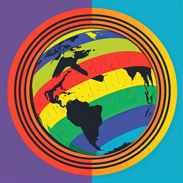 le globe arc-en-ciel dans le style des thèmes homosexuels