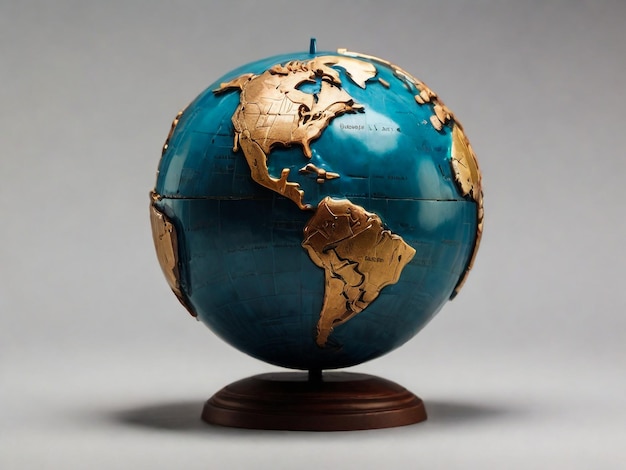 un globe avec une base en or et les mots la terre dessus