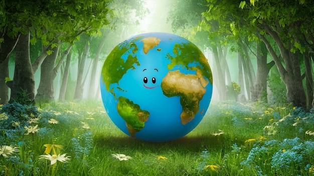 un globe bleu avec la face de la terre au milieu