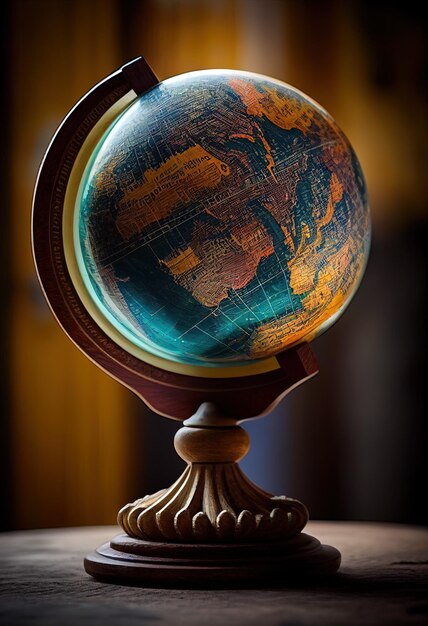 un globe avec une carte du monde dessus