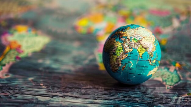 un globe avec une carte du monde dessus