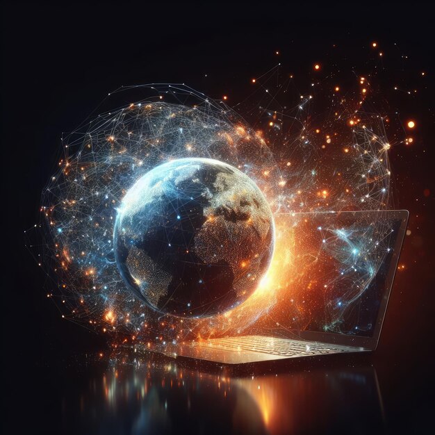 Photo le globe du cosmos virtuel est la beauté de sparklit