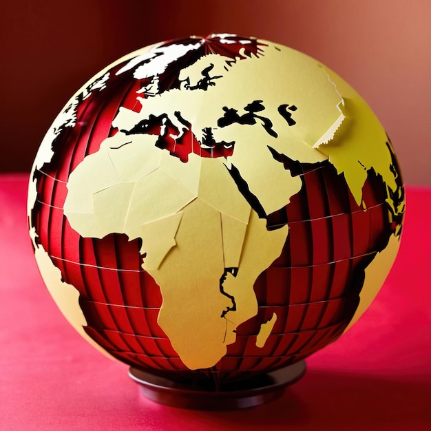 Photo globe du monde fait de papier traditionnel pour enfants découpé en papier décoration artisanale faite à la main