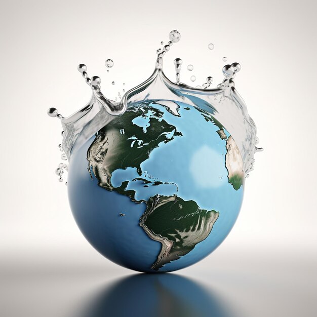 Un globe avec des éclaboussures d'eau