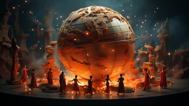 Photo globe avec des figures humaines