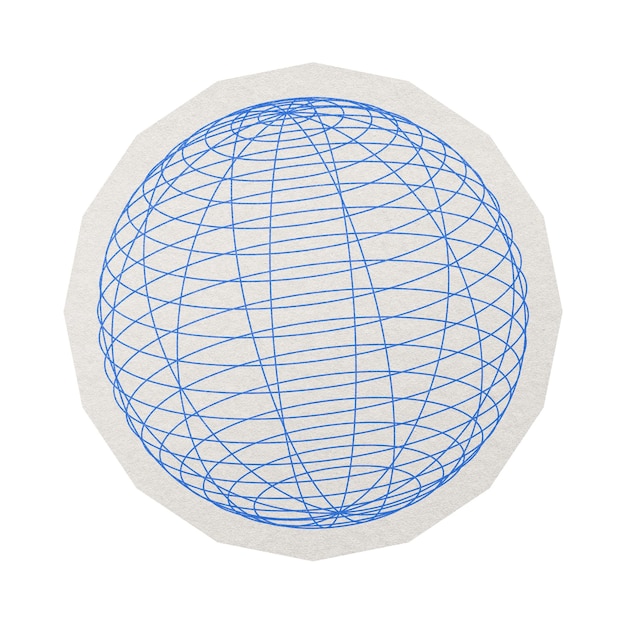 Globe à grille png papier autocollant bleu découpé sur fond transparent
